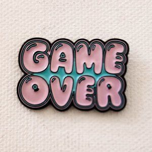 Game Over Pin Brooch Badges Metal Pins Brooches Gaming Gamer Game Boy Streamer